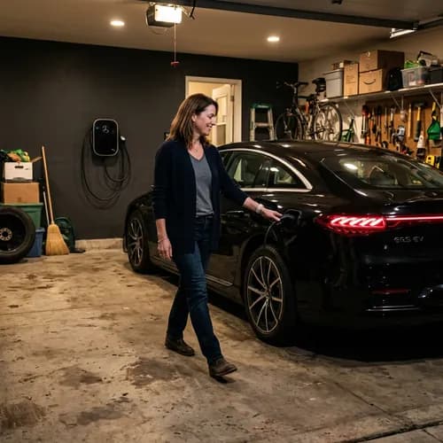 Mercedes EQS at Mercedes Wallbox charger